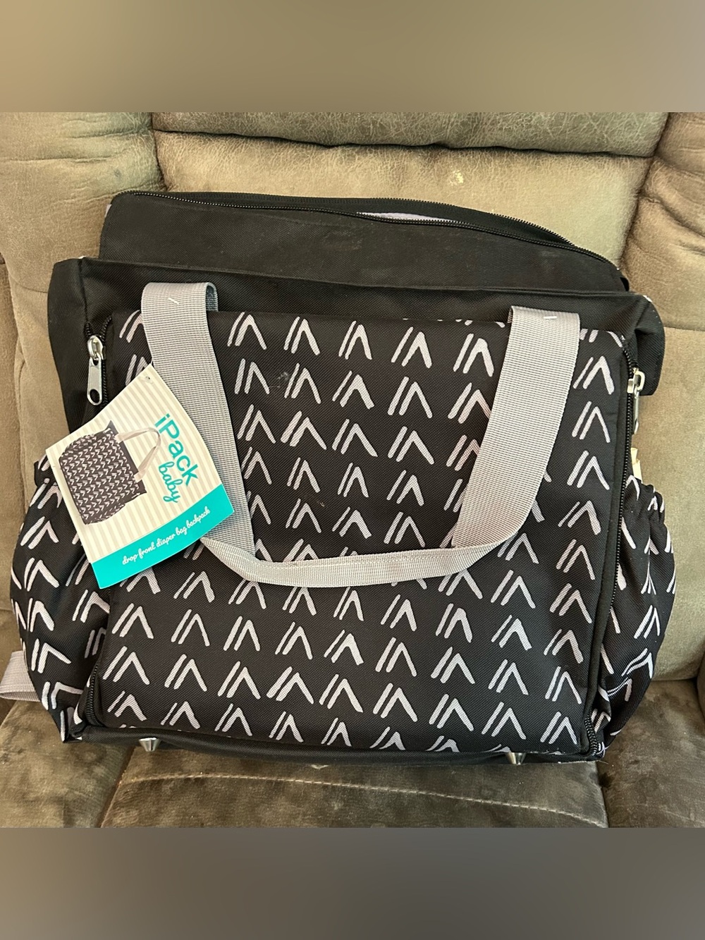 Black & White Patterned Baby Diaper Bag
